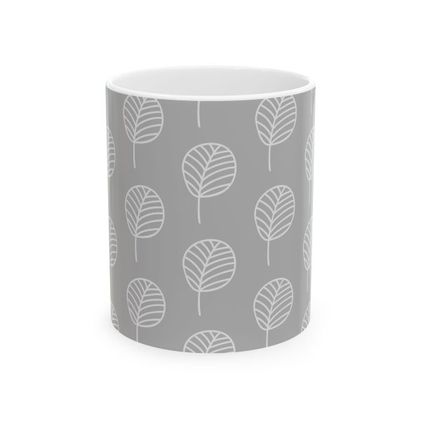 Classic Mug - Light Gray Leaf Pattern 2