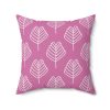 Pink Leaf Pattern Spun Polyester Square Pillow – Cozy Home Decor Accent