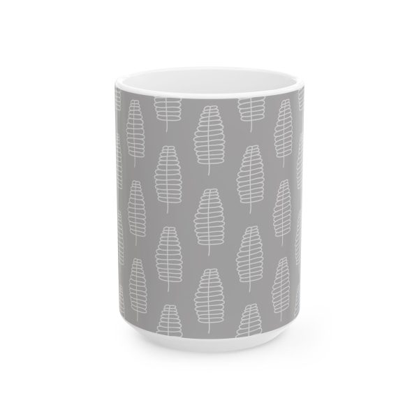 Classic Mug - Light Gray Leaf Pattern 4