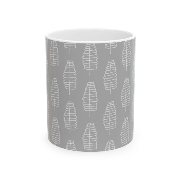 Classic Mug - Light Gray Leaf Pattern 4
