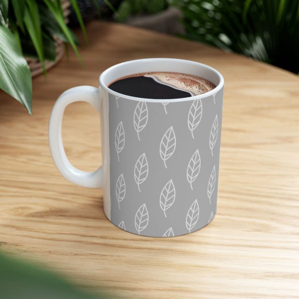 Classic Mug - Light Gray Leaf Pattern 3