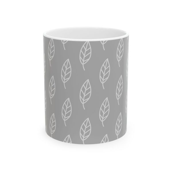 Classic Mug - Light Gray Leaf Pattern 3