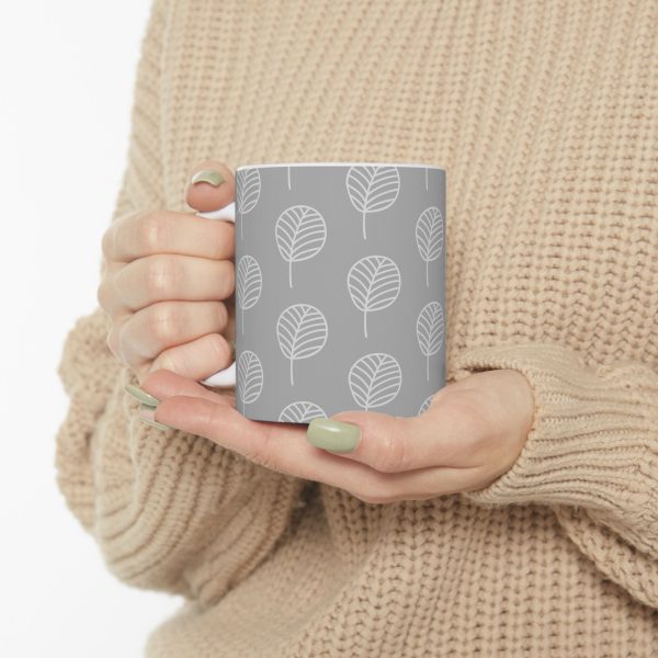 Classic Mug - Light Gray Leaf Pattern 2