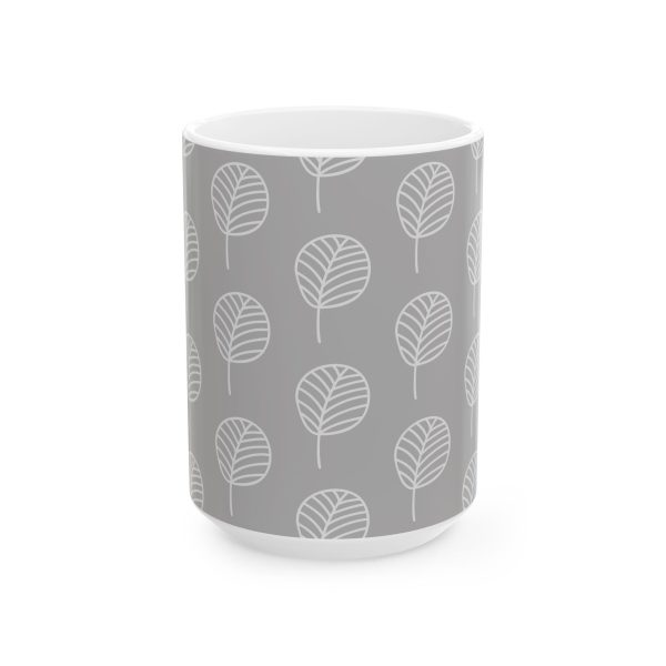 Classic Mug - Light Gray Leaf Pattern 2