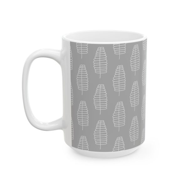Classic Mug - Light Gray Leaf Pattern 4