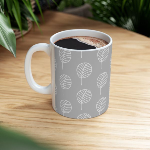 Classic Mug - Light Gray Leaf Pattern 2