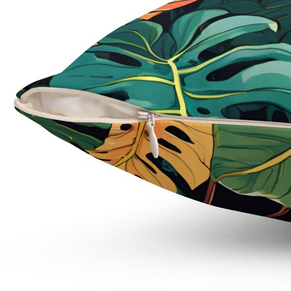 Tropical Leaf Decorative Pillow | Spun Polyester Cushion for Home Decor