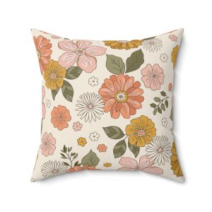 Floral Square Pillow - Vibrant Vintage Design for Cozy Home Decor