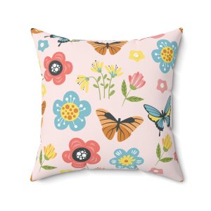 Floral Butterfly Decorative Pillow - Vibrant Home Accent