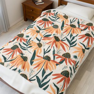 Cozy Floral Velveteen Plush Blanket for Home Decor & Gift Giving