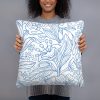 Basic Pillow - Outline Flower Pattern - Purple Navy