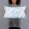 Basic Pillow - Outline Flower Pattern - Purple Navy