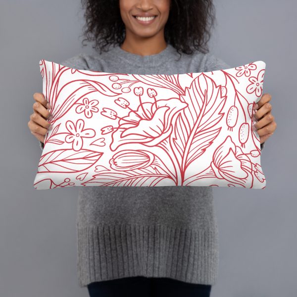 Basic Pillow - Ruby Outline Flower Pattern