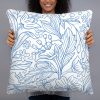 Basic Pillow - Outline Flower Pattern - Purple Navy