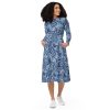 All-over print long sleeve midi dress - Abstract Floral Pattern