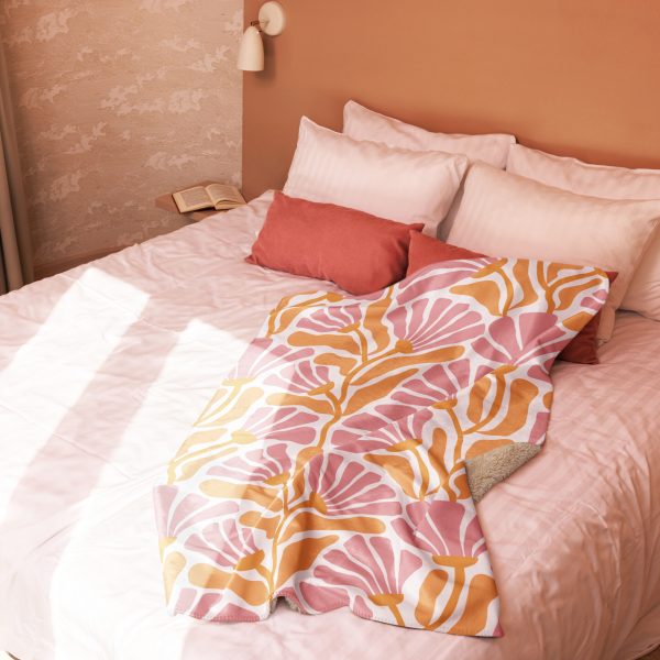 Abstract Flower Sherpa Blanket