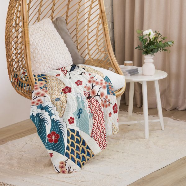 Sherpa blanket - Oriental Wave & Blossom