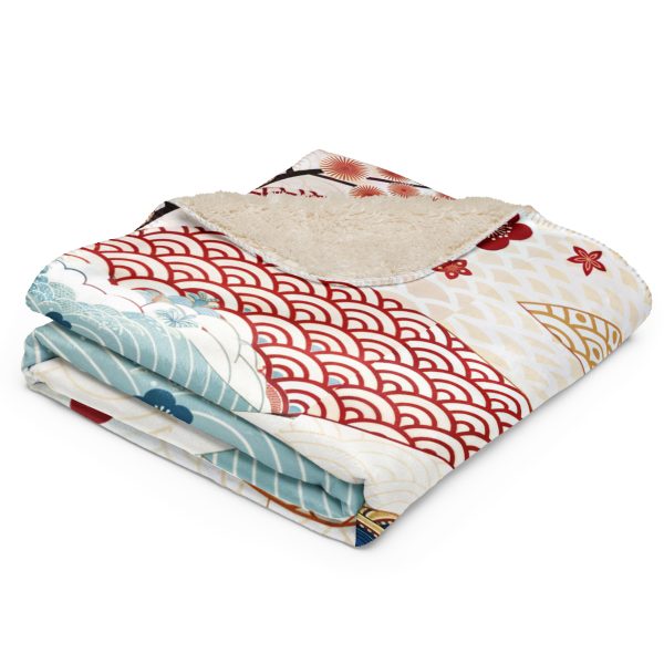 Sherpa blanket - Oriental Wave & Blossom