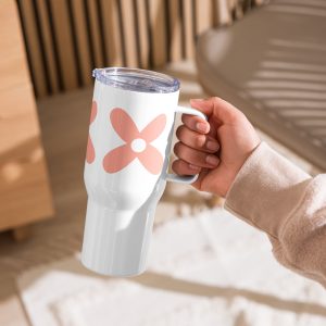 Travel mug with a handle - Pinkish Flower