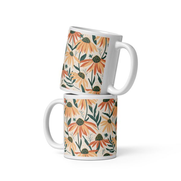 White glossy mug - Floral Pattern